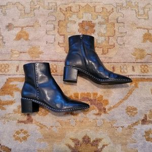 Franco Sarto Black Studded Pointy Toe Booties Sz 9